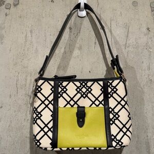 Spartina 449 Geometric Linen & Leather Shoulder Bag Preppy Coastal Travel Resort